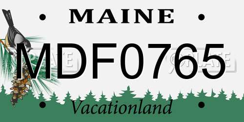MDF0765 Maine License Plate