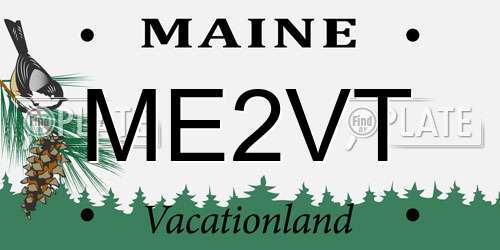 ME2VT Maine License Plate