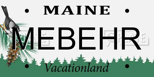 MEBEHR Maine License Plate