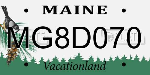 MG8D070 Maine License Plate