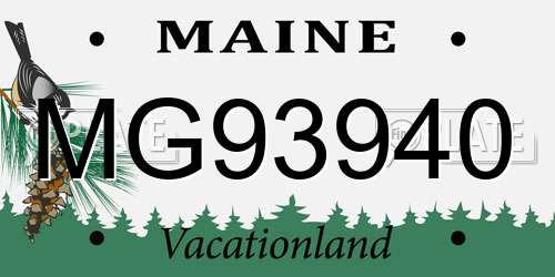 MG93940 Maine License Plate