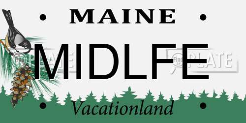 MIDLFE Maine License Plate