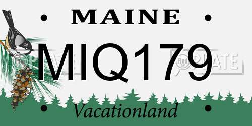 MIQ179 Maine License Plate