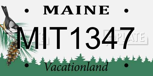 MIT1347 Maine License Plate