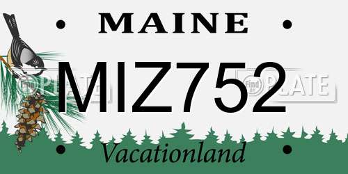 MIZ752 Maine License Plate
