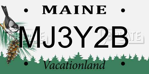 MJ3Y2B Maine License Plate
