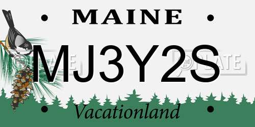 MJ3Y2S Maine License Plate