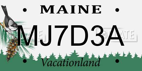 MJ7D3A Maine License Plate