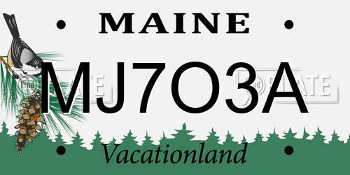 MJ7O3A Maine License Plate