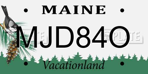 MJD84O Maine License Plate