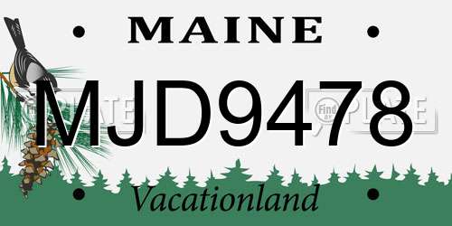 MJD9478 Maine License Plate