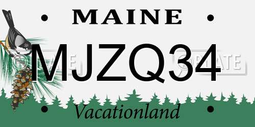 MJZQ34 Maine License Plate