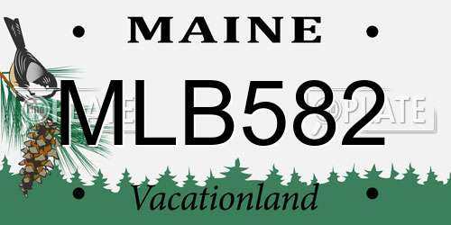 MLB582 Maine License Plate