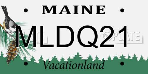 MLDQ21 Maine License Plate