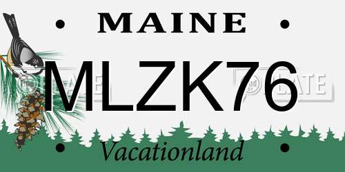 MLZK76 Maine License Plate