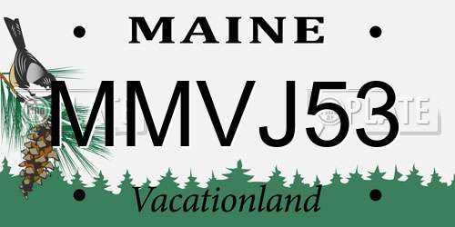 MMVJ53 Maine License Plate