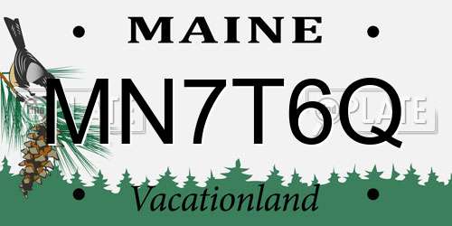 MN7T6Q Maine License Plate