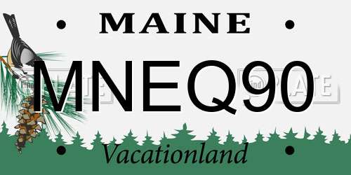 MNEQ90 Maine License Plate