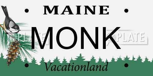 MONK Maine License Plate