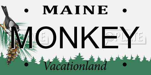 MONKEY Maine License Plate
