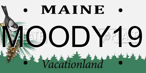 MOODY19 Maine License Plate