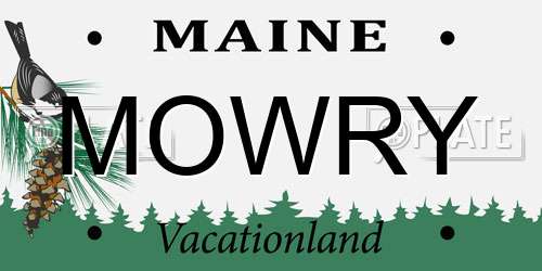 MOWRY Maine License Plate