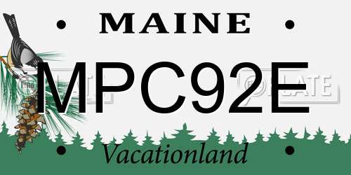 MPC92E Maine License Plate