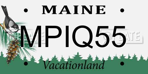 MPIQ55 Maine License Plate