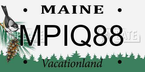 MPIQ88 Maine License Plate