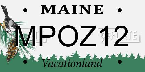 MPOZ12 Maine License Plate