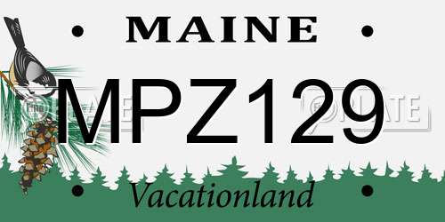 MPZ129 Maine License Plate