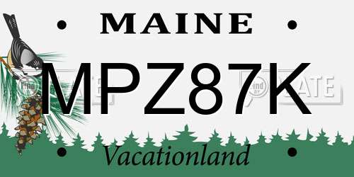 MPZ87K Maine License Plate