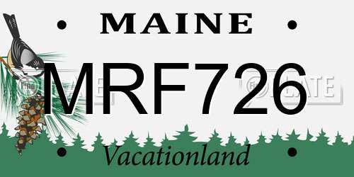 MRF726 Maine License Plate