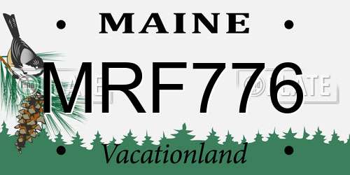 MRF776 Maine License Plate