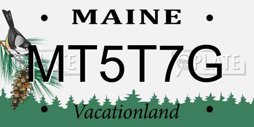MT5T7G Maine License Plate