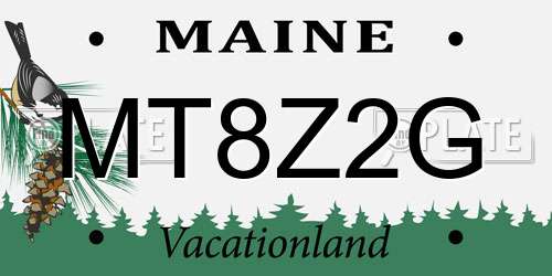 MT8Z2G Maine License Plate