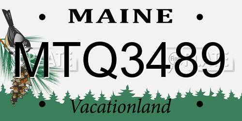 MTQ3489 Maine License Plate