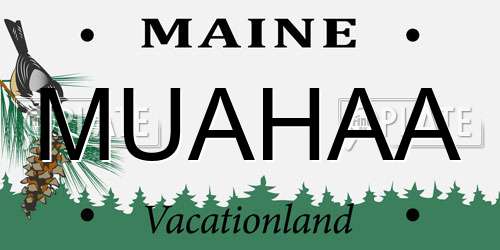 MUAHAA Maine License Plate