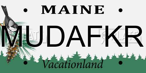 MUDAFKR Maine License Plate