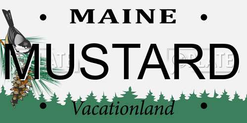 MUSTARD Maine License Plate