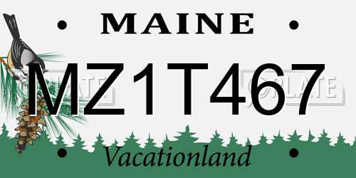 MZ1T467 Maine License Plate