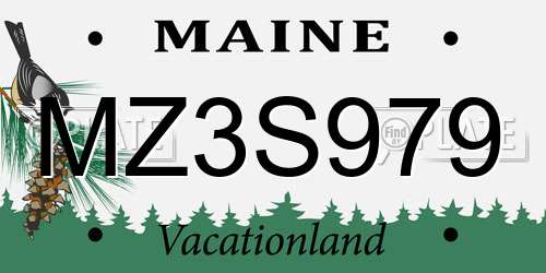 MZ3S979 Maine License Plate