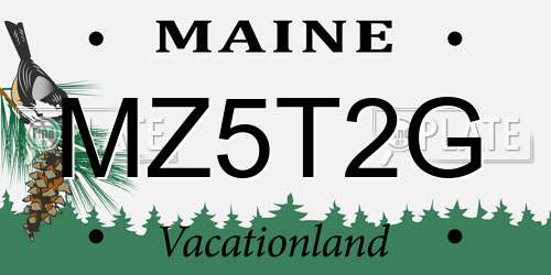MZ5T2G Maine License Plate