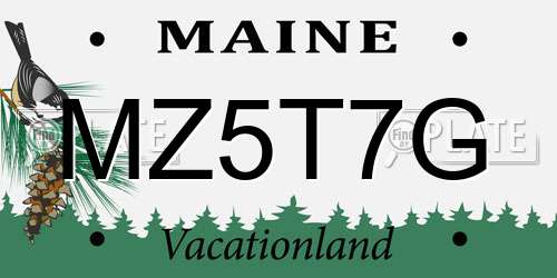 MZ5T7G Maine License Plate