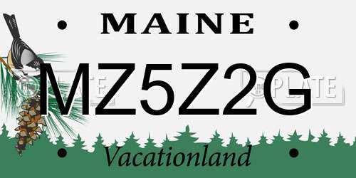 MZ5Z2G Maine License Plate