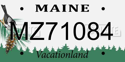 MZ71084 Maine License Plate