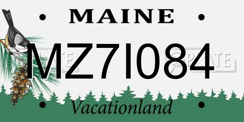 MZ7I084 Maine License Plate