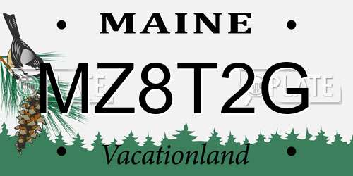 MZ8T2G Maine License Plate