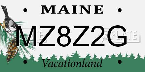 MZ8Z2G Maine License Plate