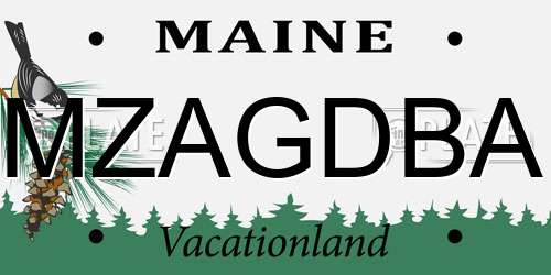 MZAGDBA Maine License Plate